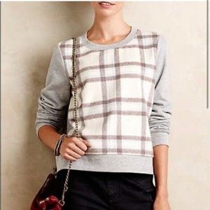Anthropologie Saturday Sunday Plaid Gray Cropped Sweater. In perfect condition.